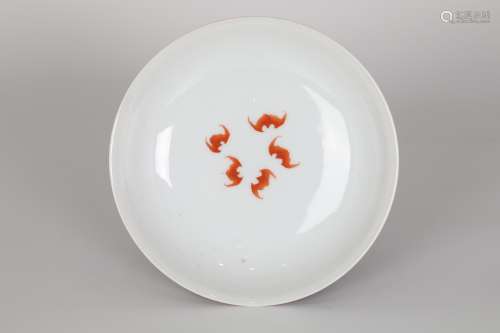 18th century, coral red glaze plate