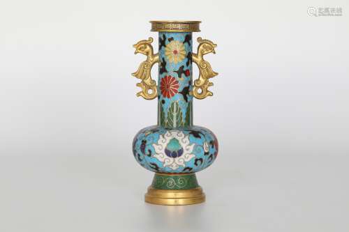 18th century，Gilt bronze cloisonne vase