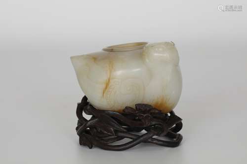 18th century，Hetian jade quail washed