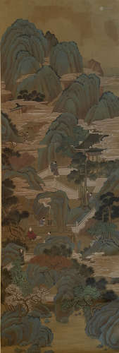 Qiu Ying, figure painting hanging scroll