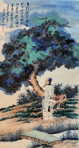 Zhang Daqian, old man、tree