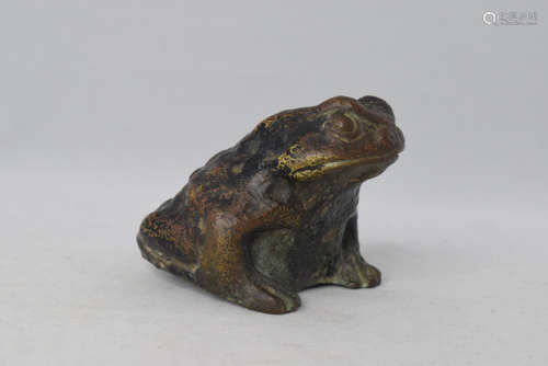 A Signed Bronze Toad