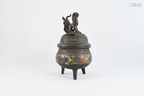 A Bronze Three Feet Beast Cloisonne Censer Incense