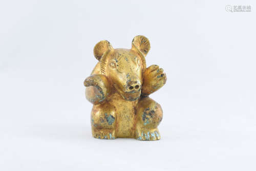 A Gilt Bronze Bear Figure
