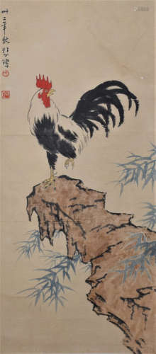 A Chinese Rooster Painting, Xu Beihong Mark