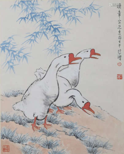 A Chinese Goose Painting, Xu Beihong Mark