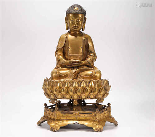 Copper and gilding buddhism sculpture from Ming明代銅鎏金蓮花...