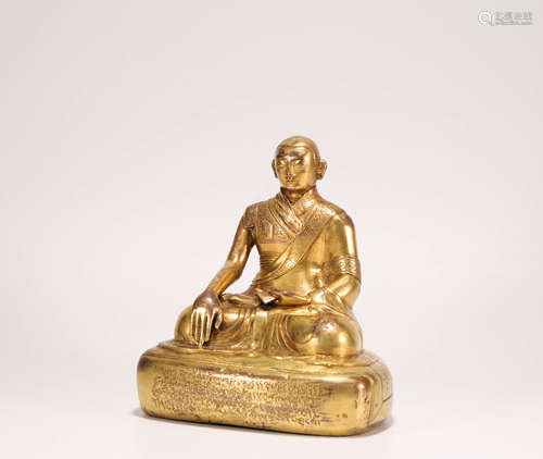 Copper and gilding buddhism sculpture from Qing清代銅鎏金祖師...