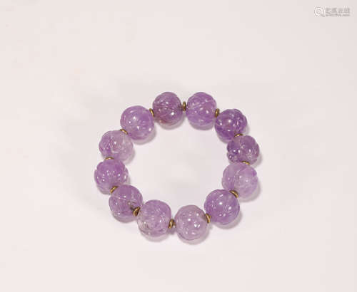 Purple crystal bracelet from Qing清代紫水晶花瓣型手串