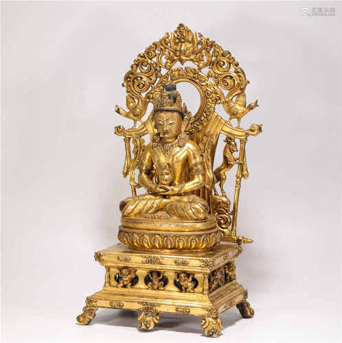 Copper and gilding buddism sculpture from Ming明代銅鎏金帶背...