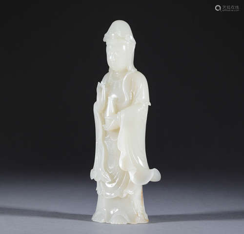 Hetian jade Avalokitesvara sculpture from Qing清代和田玉玉觀...