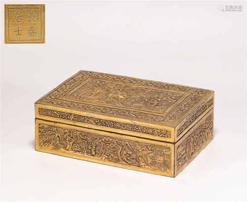 Copper and gilding container from Qing清代銅鎏金花卉盒