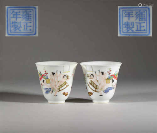 Famille rose tea set from Qing清代粉彩春宮圖