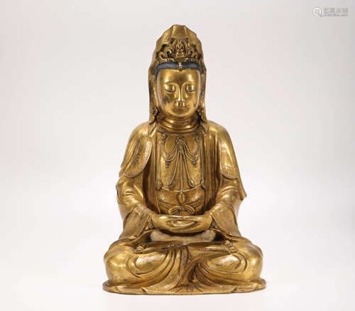 Copper and gilding Avalokitesvara sculpture from Qing清代銅鎏...