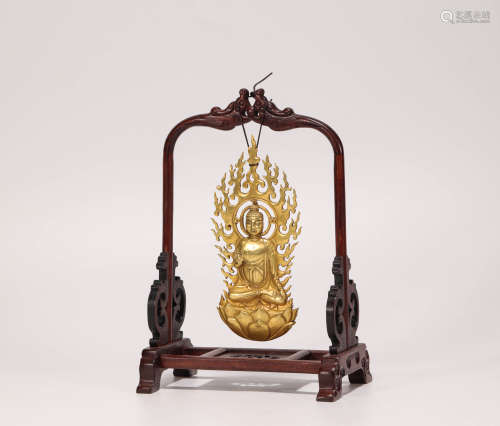 Gold buddhism sculpture from Qing清代金制佛祖像