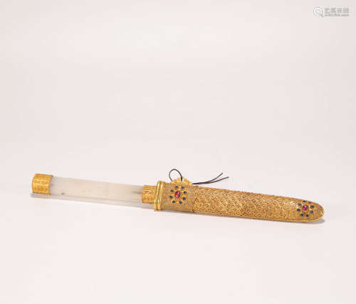 Gold and agate dagger from Qing清代金制瑪瑙匕首