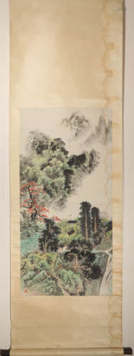 Landscaping water ink vertical painting by Wenzhi Song from ...