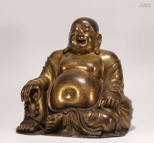 Copper and gilding buddhism sculpture from Qing清代銅鎏金彌勒...