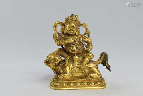 A Gilt Bronze Yellow Jambhala Figure