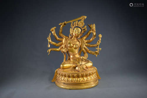 A Gilt Bronze Maha Sitatapatra Figure Statue