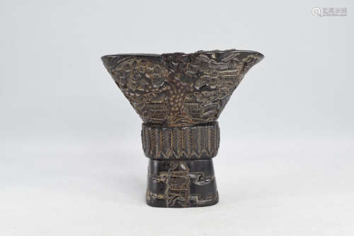 A Horn Carved Cup Figure
