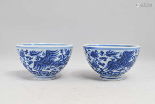 A Pair Bblue and White Bowl
