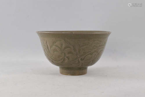 A YaoZhou Porcelain Carved Flower Bowl