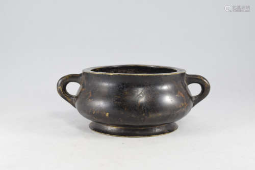 A Bronze Double Ear Incense Burner