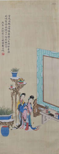 A Chinese Beauty Silk Painting, Fei Danxun Mark