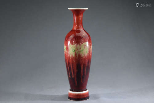 An Red Glazed Moveable Porcelain Vase Bottle