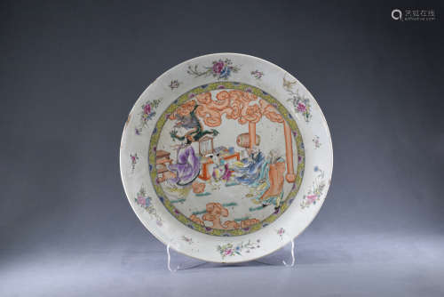 A Famille Rose Character Porcelain Large Plate