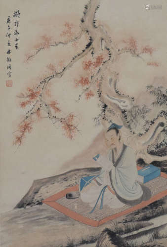 A Chinese Landscape & Character Painting, Lin Huiyin Mark