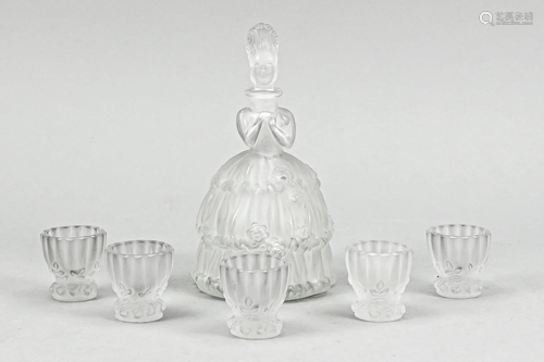 Set of six liqueurs, 20th c.,