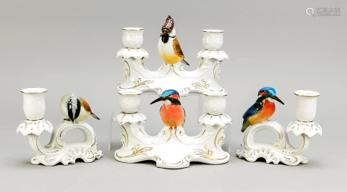 Four candlesticks with bird fi