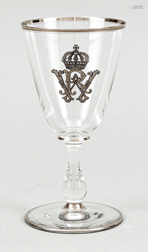 Wine glass, c. 1900, disc stan