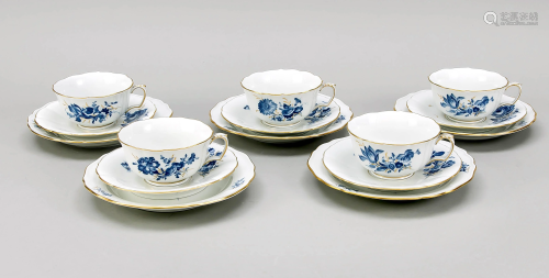Five tea sets, 15-piece, Meiss