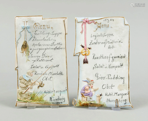 Pair of menu cards, German, ar