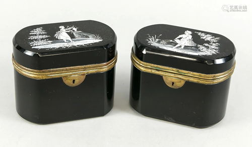 Pair of lidded jars, c. 1900,