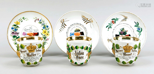 Three commemorative cups with