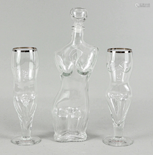 Three pieces of erotica glass,