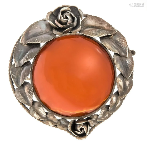 Amber brooch silver 830/000 F.W.