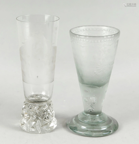 Two footed glasses, 19th/20th