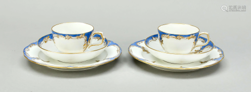 Two tea sets, 6 pcs, KPM Berli