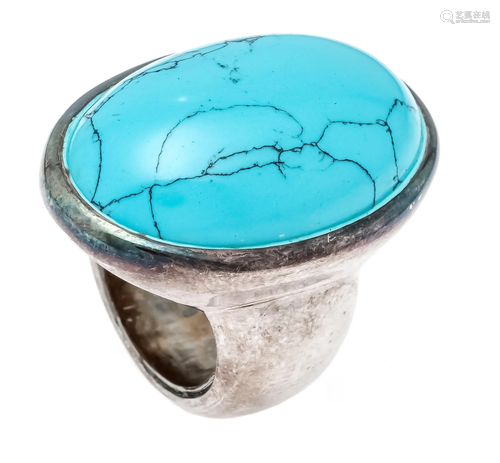 Turquoise ring silver with an ov