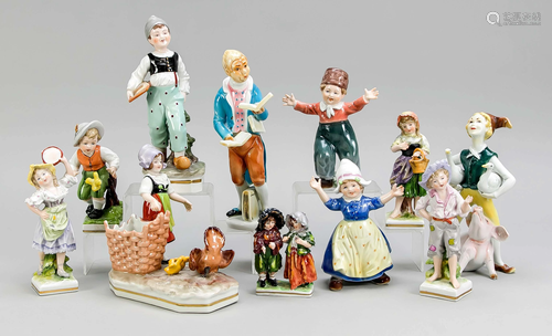 Eleven decorative figures from