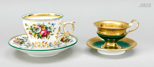 Two cups with saucers, German,