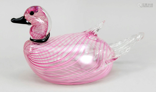 Duck, 20th c., clear glass, wi