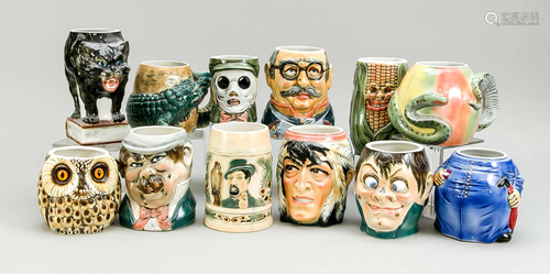 12 beer mugs as joke mugs, wit