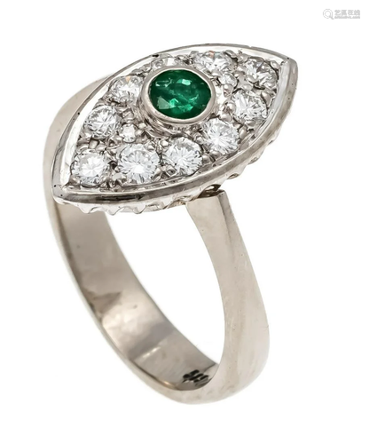 Emerald diamond ring WG 585/000