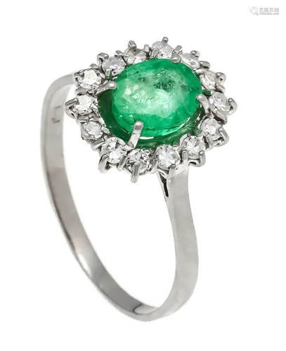 Emerald diamond ring WG 750/000